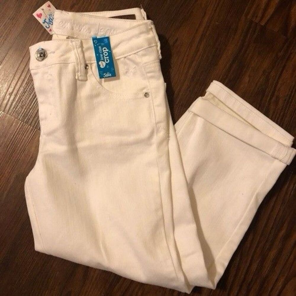 Girl’s Size 10 Justice Low Rise Cropped White Jeans NWT